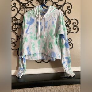 J. America Ladies Blue and Green Tie-Dye Hoodie